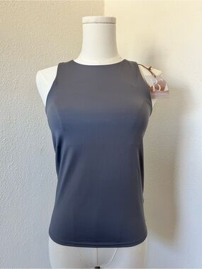 Hunter & Brown Body Contour High-Neck Tank Blue Grey NWT